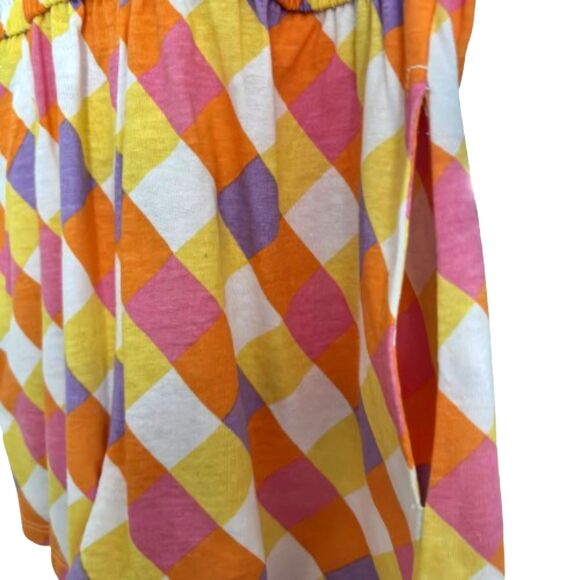 Extremely Me Girl's Size 7/8 Bright Colorful Plaid Side Pockets Romper - Picture 3 of 5